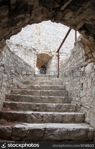 Staircase and arc in the center of Shibenik, Croatia