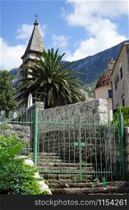 Staircase and old church in Kotor, Montenegro