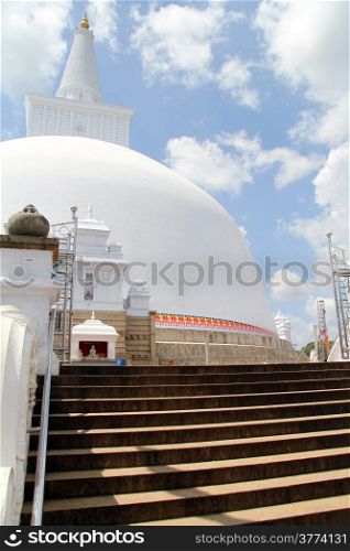 Staircase and Ruwanwelisaya Chedi in Anuradhapura, Sri Lanka