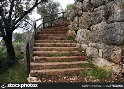 Staircase and stone wall of ancient Amos in Turkey