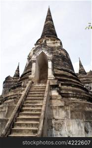 Staircase and stupa in wat Phra Si Sanphet in Ayuthaya, Thailnd