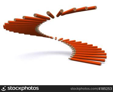 staircase color pencils. 3D