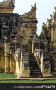 Staircase in Maha Aungmye Bonzan monastery in Inwa, Mandalay, Myanmar