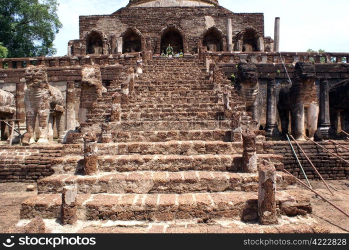 Staircase in wat Chang Lom, Si Satchanalai, Thailand