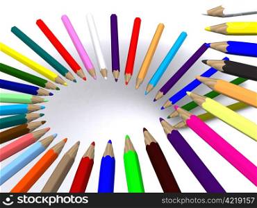 staircase of color pencils. 3D