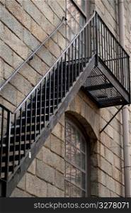 Staircase on the exterior of King&acute;s Chapel in Boston, Massachusetts, USA