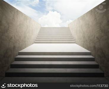 staircase to success with sky background, successful business concept