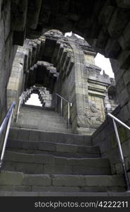 Staircase to the top of Borobudur, Java, Indonesia