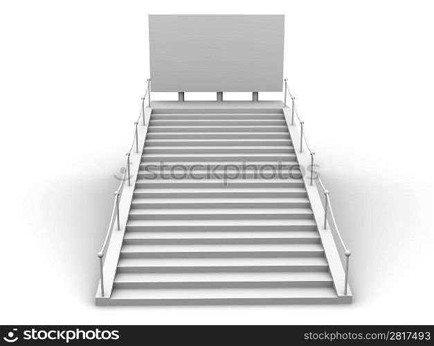 Stairs and bigboard. 3d