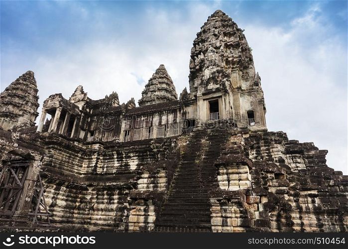 stairs and tower in Angkor Wat, Siem Reap, Cambodia