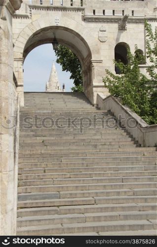 Stairs at Fisherman&rsquo;s Bastion in Budapest, Hungary