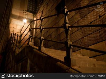 Stairs by night in Stockholm