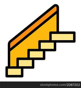Stairs icon. Outline stairs vector icon color flat isolated. Stairs icon color outline vector