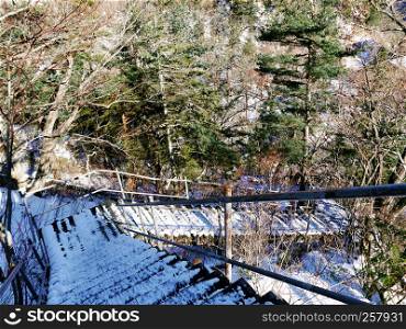 Stairs in the mountains. Seoraksan National Park. South Korea