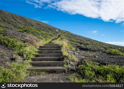 Stairs leading to scenic viewpoint, Kelimutu, Flores, Indonesia