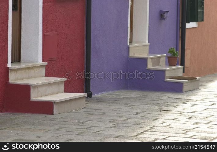 Stairs of houses in Venice, Burano, Italy