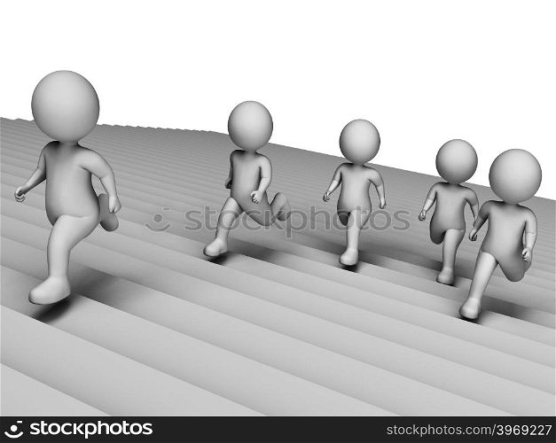 Stairs Running Meaning Get Fit And Jog 3d Rendering