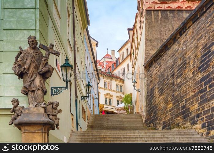 Stairs to the Prague Castle in the Mala Strana, Prague, Czech Republic