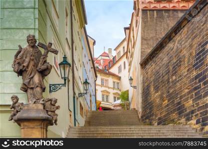 Stairs to the Prague Castle in the Mala Strana, Prague, Czech Republic