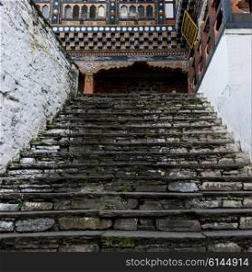 Stairway at Rinpung Dzong, Paro District, Bhutan