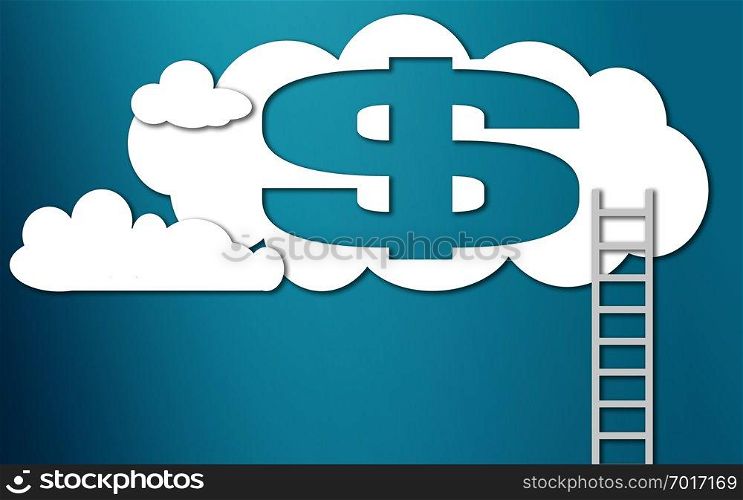 Stairway lead to with dollar sign, 3D rendering