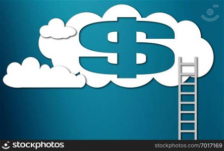 Stairway lead to with dollar sign, 3D rendering