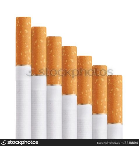 stairway of cigarettes isolated on a white background