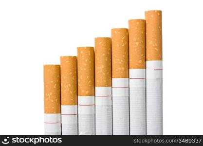 stairway to hell out of cigarettes isolated on a white background