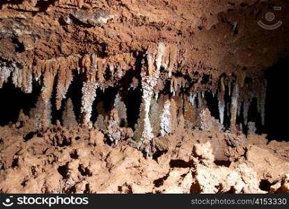 Stalactites in the cave with beautiful nature decoration