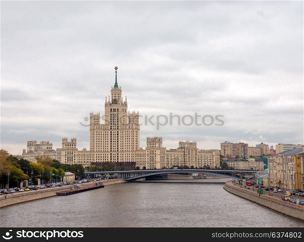 Stalin era tower building skyscraper on Kotelnicheskaya embankment. Stalin era tower building skyscraper on Kotelnicheskaya embankment.