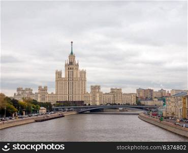 Stalin era tower building skyscraper on Kotelnicheskaya embankment. Stalin era tower building skyscraper on Kotelnicheskaya embankment.