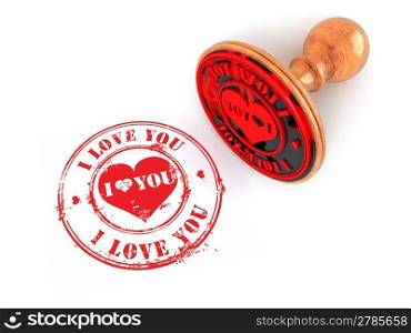Stamp i love you on white isolated background. 3d