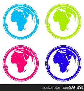 Stamps with earth globes over white