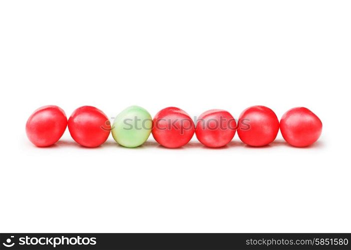 Stand out from crowd concept with jelly beans