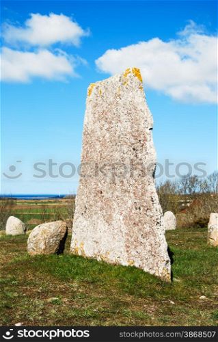 Standing stone from the viking age at the swedish island Oland in the Baltic Sea