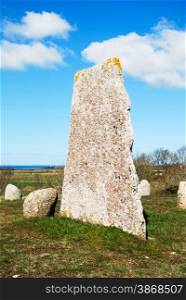 Standing stone from the viking age at the swedish island Oland in the Baltic Sea