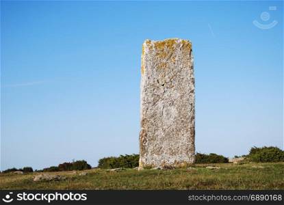Standing stone in the swedish world heritage at the southern part of the island Oland