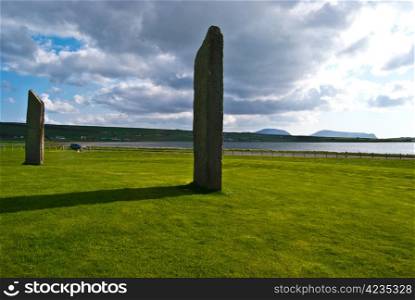 Standing Stones of Stenness. ancient stone circle on Orkney mainland, Scotland