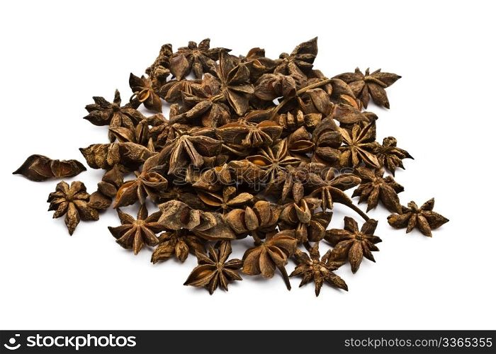 Star Anise closeup on white background