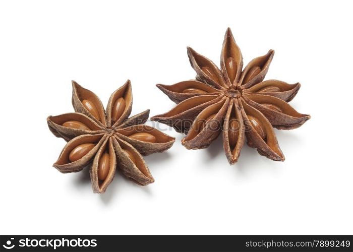 Star anise seed on white background