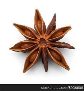 Star anise spice fruit and seeds isolated on white background closeup