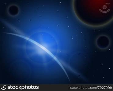 Star Behind Planet Showing Galactic Horizon Or Star field