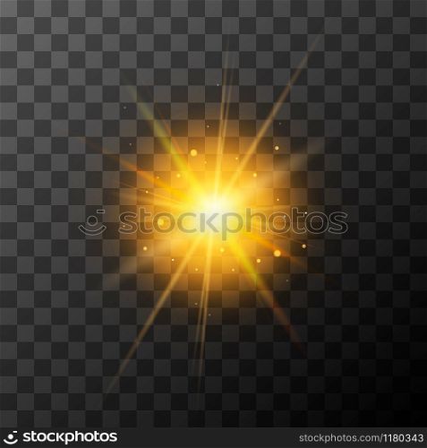 Star burst with sparkles on transparent background. Sunny glow lighting effect.. Sunny glow lighting effect