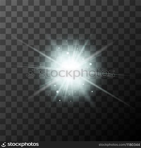 Star burst with white sparkles on transparent background. Sunny glow lighting effect.. Star burst with white sparkles on transparent background. Sunny glow effect.