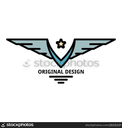 Star eagle logo. Outline star eagle vector logo color flat isolated. Star eagle logo, outline style
