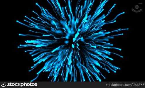 Star energy particles explosion, Big data circle particle, glowing light animation 3D rendering