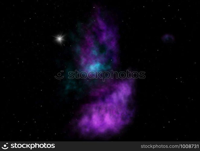 Star field in space a nebulae and a gas congestion. Elements of this image furnished by NASA . 3D rendering. Star field in space and a nebulae. 3D rendering