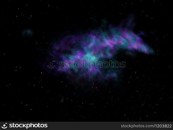 Star field in space a nebulae and a gas congestion. Elements of this image furnished by NASA . 3D rendering. Star field in space and a nebulae. 3D rendering