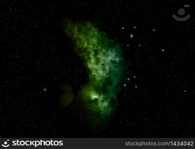 Star field in space a nebulae and a gas congestion. Elements of this image furnished by NASA . 3D rendering. Star field in space and a nebulae. 3D rendering