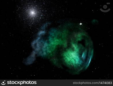 Star field in space a nebulae and a gas congestion. Elements of this image furnished by NASA . 3D rendering. Star field in space and a nebulae. 3D rendering